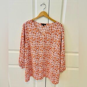 Mario Serrani Blouse size 2X pink with orange flowers